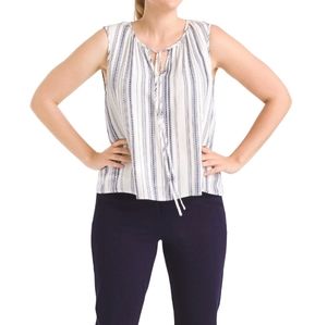 ❗5 For $2️⃣5️⃣ Bundle Sale❗️ Navy and White Dotted-Stripe Sleeveless Top